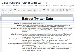 Extract twitter data in google spreadsheet