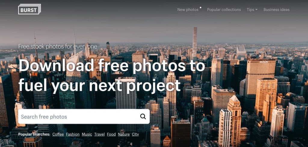 Burst free photos from Shopify