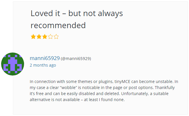 plugin reviews example: buggy reviews